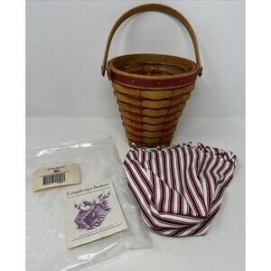 1996 Longaberger Sweetheart Bouquet Basket w/ New Liner 23621 Plastic Protector
